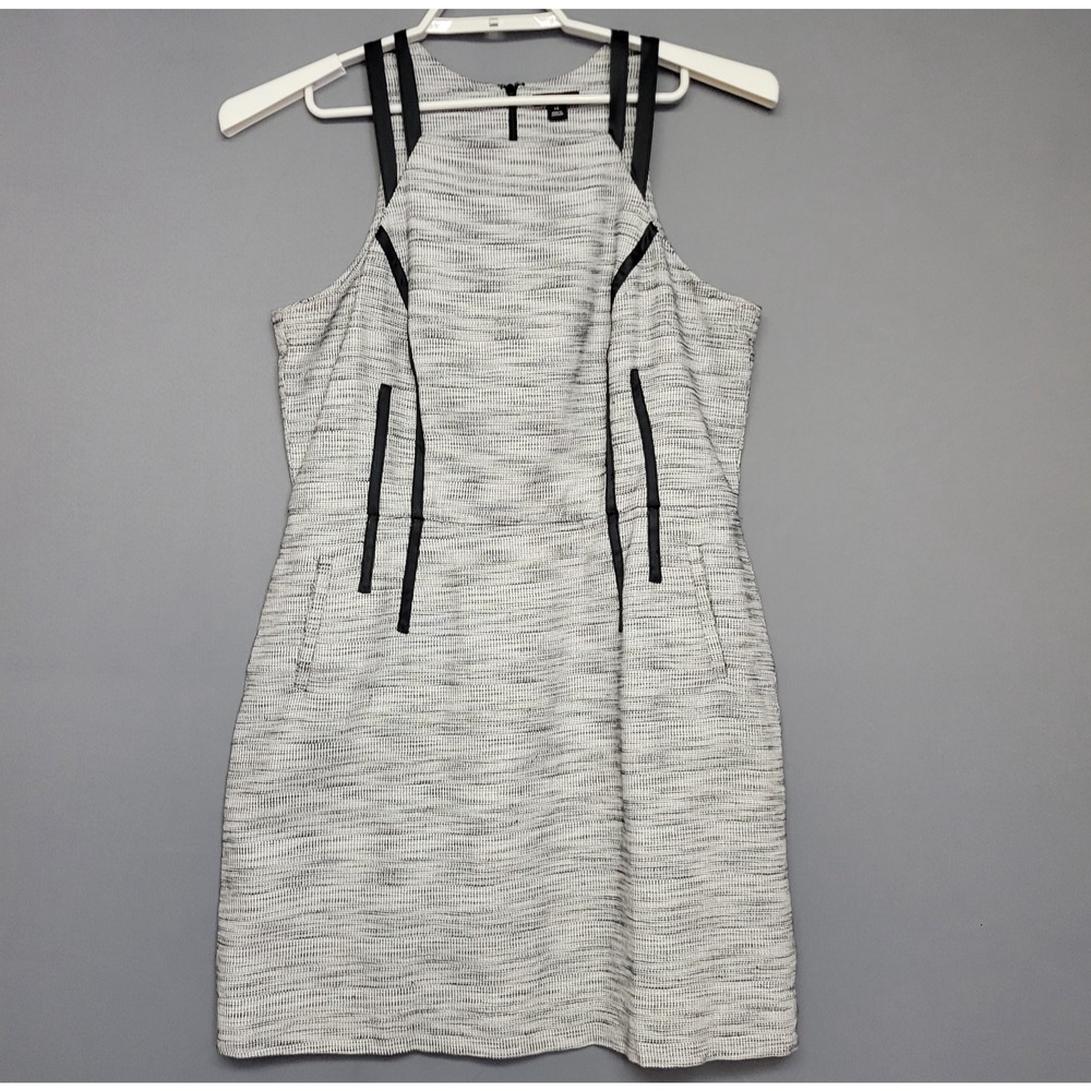 I Love Ronson Sheath Dress Womens 14 Tweed‎ Linen Blend Black White Halter